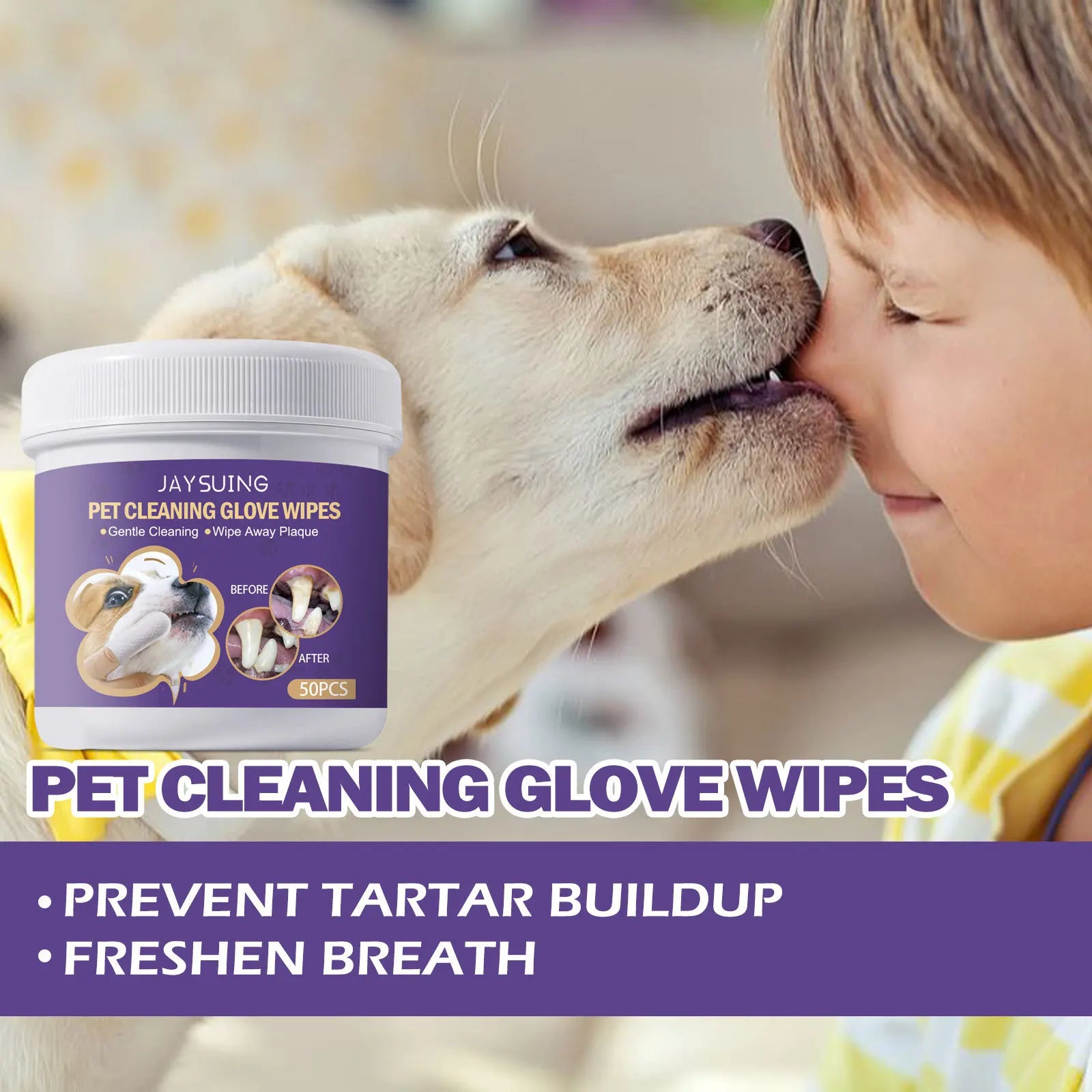 FreshPaw Tooth Wipes: 50-Count Pet Cleaning Gloves