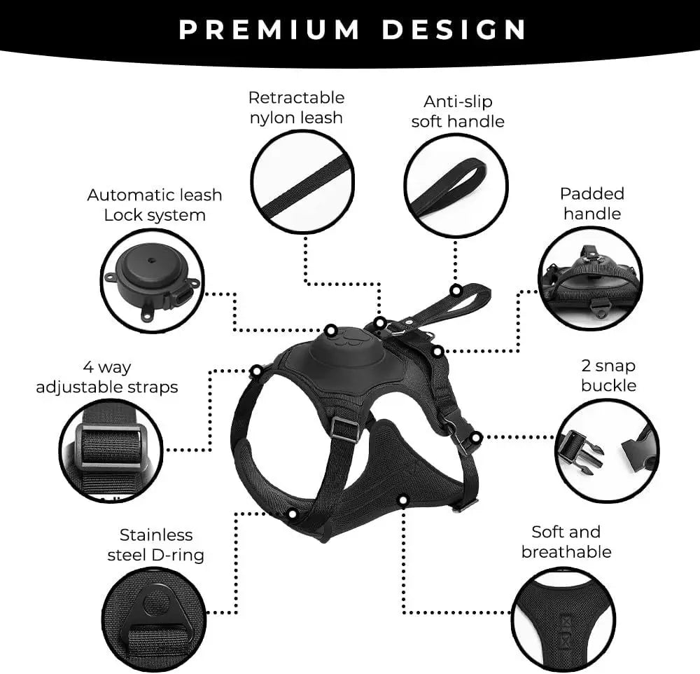 ShopyDogio Retractable Harness with Leash